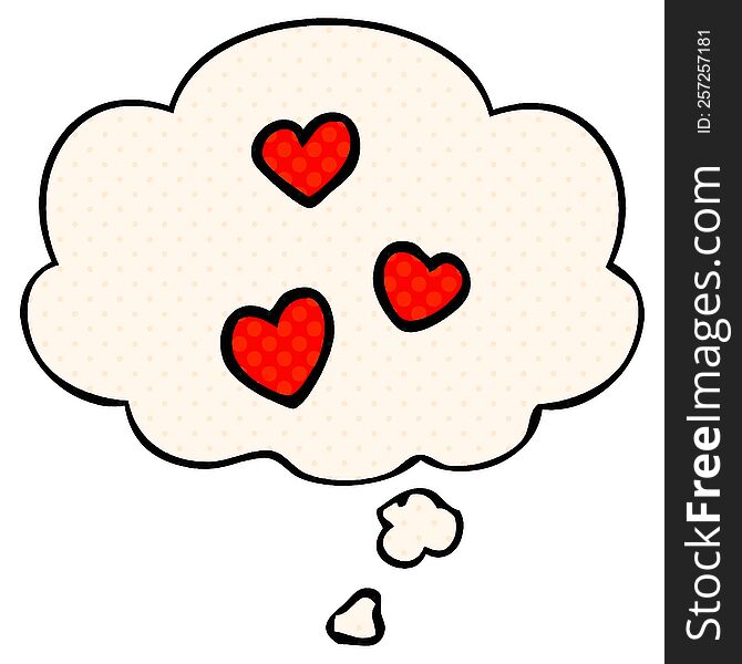 Cartoon Love Heart And Thought Bubble In Comic Book Style