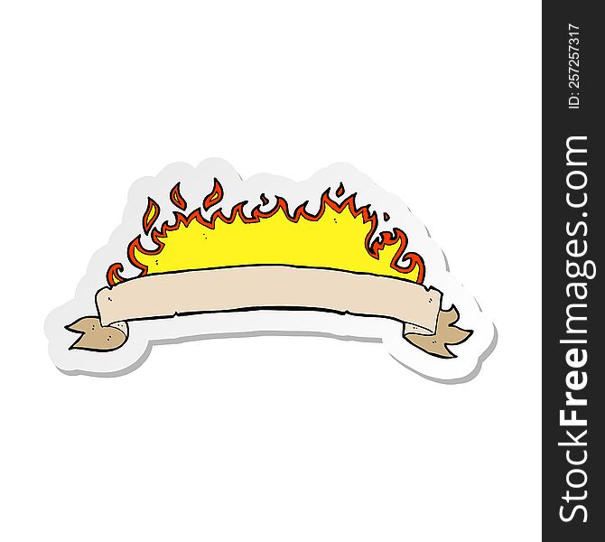 Sticker Of A Cartoon Flaming Banner