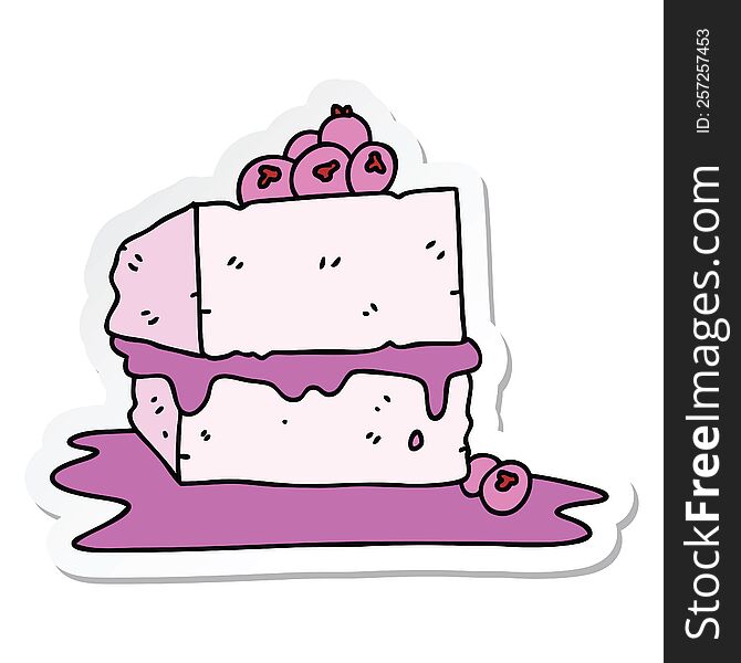 Sticker Of A Quirky Hand Drawn Cartoon Cake
