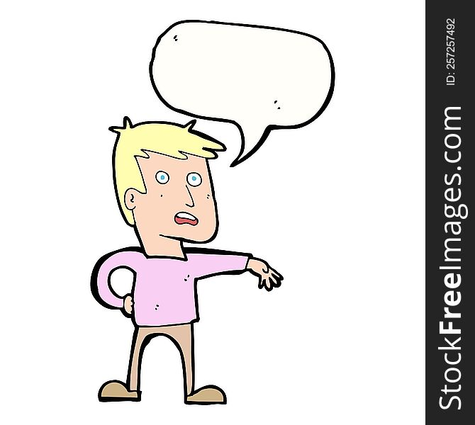 Cartoon Man Making Camp Gesture With Speech Bubble