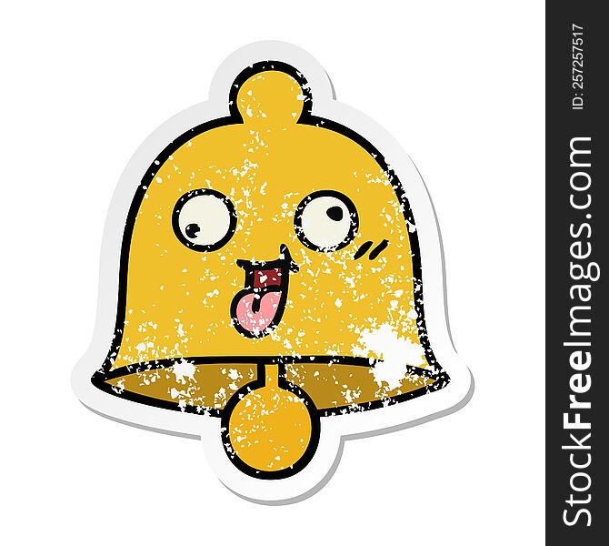 Distressed Sticker Of A Cute Cartoon Bell