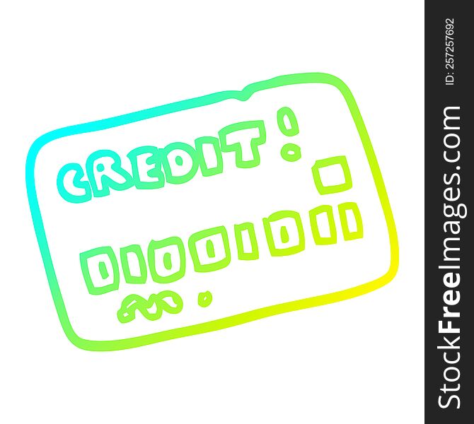 cold gradient line drawing of a cartoon credit card