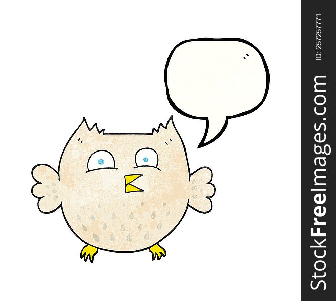 Speech Bubble Textured Cartoon Happy Owl