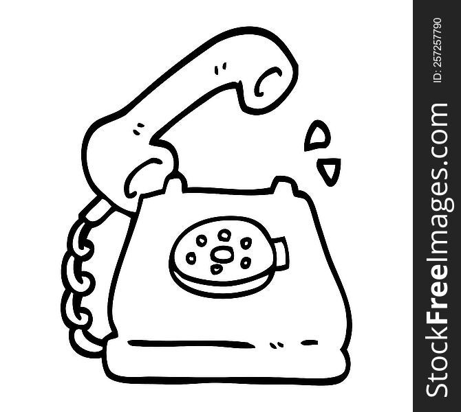 black and white cartoon telephone ringing