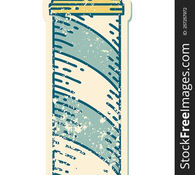 Distressed Sticker Tattoo Style Icon Of A Barbers Pole