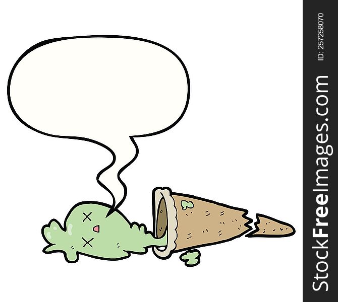 Dropped Cartoon Ice Cream And Speech Bubble