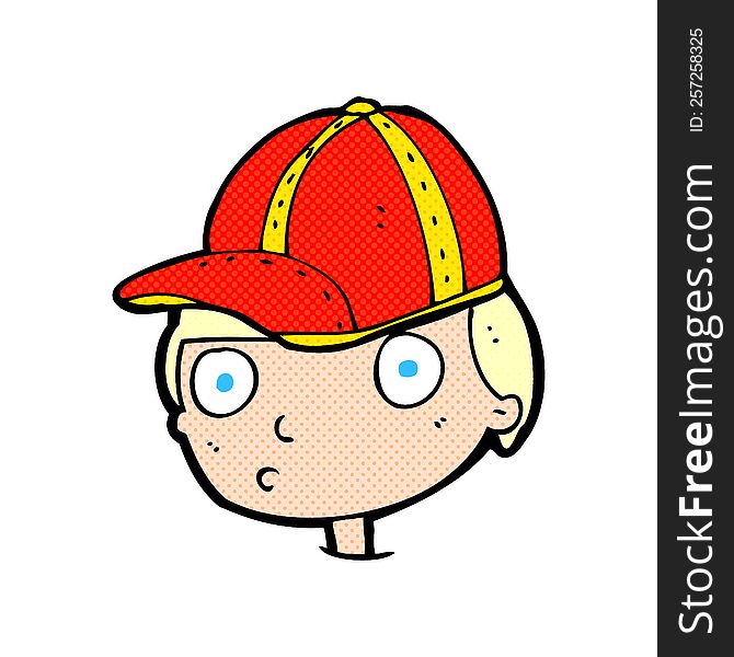 cartoon curious boy wearing cap