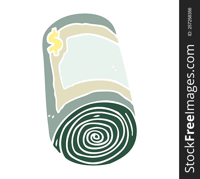 flat color style cartoon roll of money