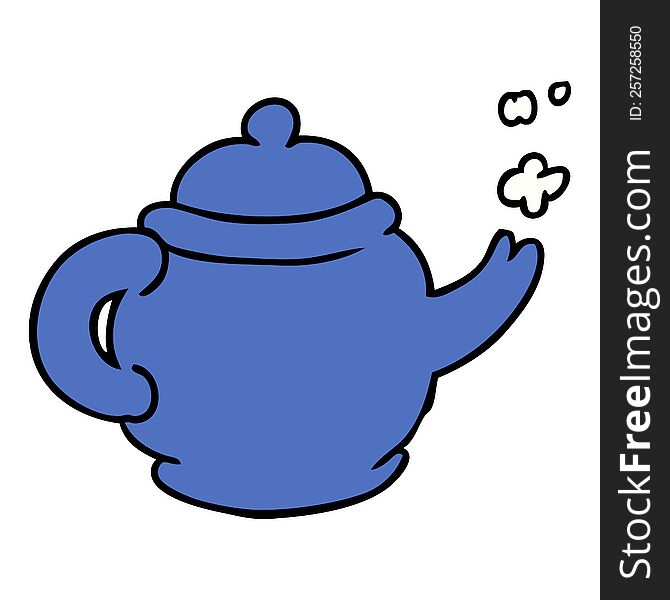 hand drawn cartoon doodle of a blue tea pot