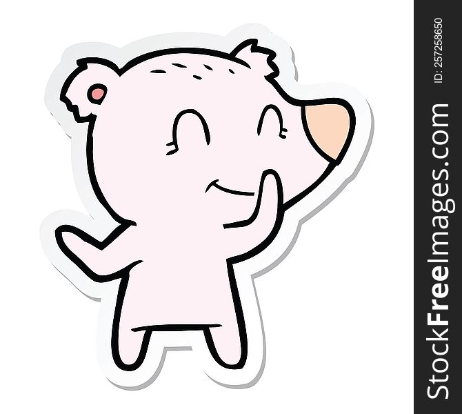 Sticker Of A Friendly Bear Cartoon