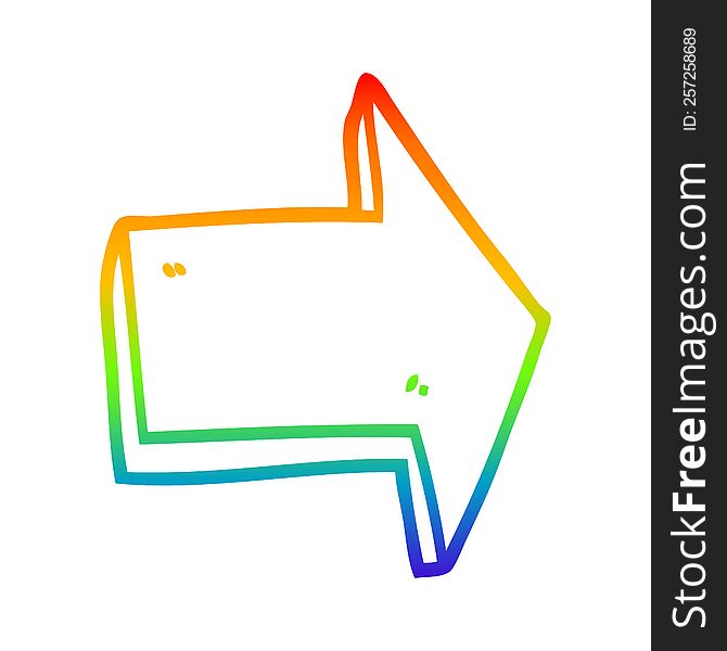 Rainbow Gradient Line Drawing Cartoon Pointing Arrow