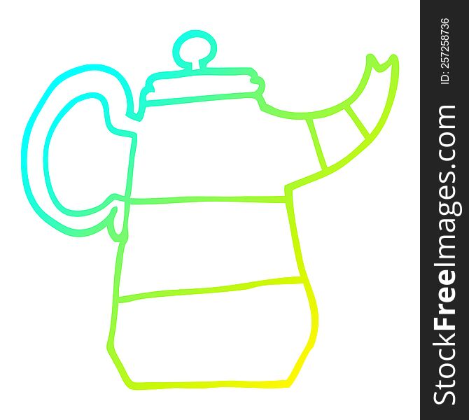 Cold Gradient Line Drawing Cartoon Old Kettle