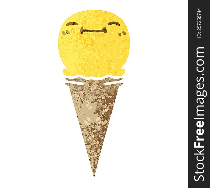 Quirky Retro Illustration Style Cartoon Happy Ice Cream