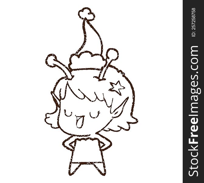 Christmas Elf Charcoal Drawing