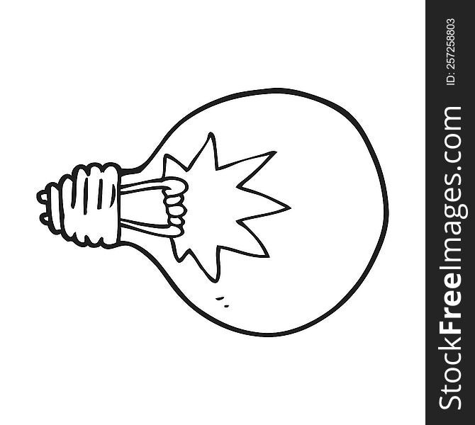 black and white cartoon light bulb