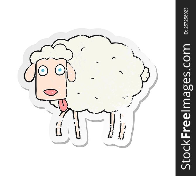 retro distressed sticker of a cartoon sheep