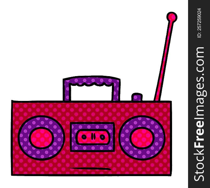 Cartoon Doodle Of A Retro Cassette Player