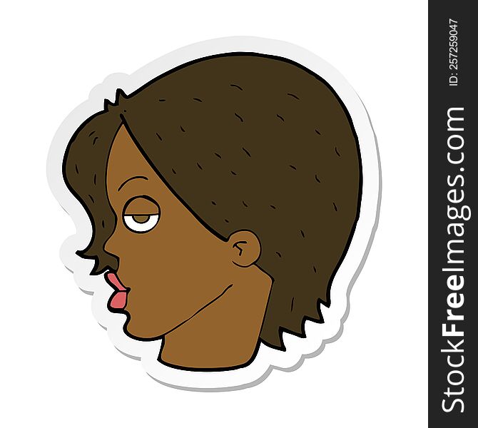 Sticker Of A Cartoon Woman Raising Eyebrow