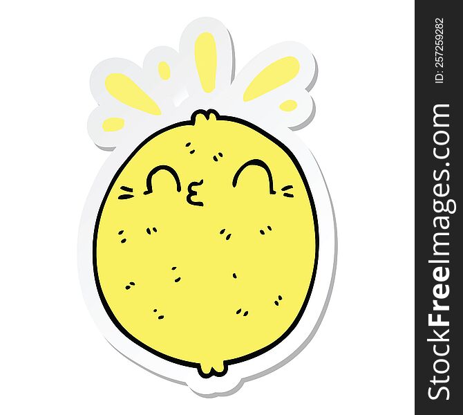 sticker of a cute cartoon lemon