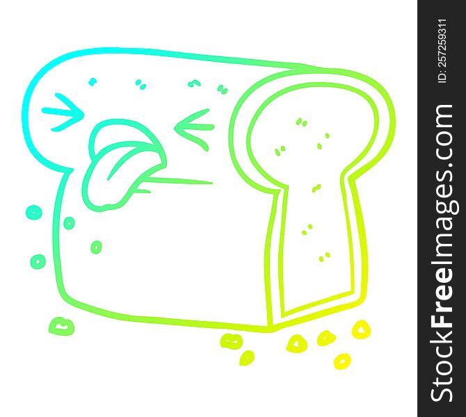 Cold Gradient Line Drawing Cartoon Disgusted Loaf Of Bread