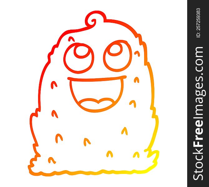 warm gradient line drawing of a cartoon lumpy ghost