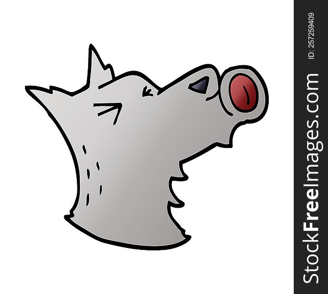 Cartoon Doodle Howling Wolf