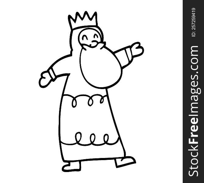 line drawing cartoon wise king