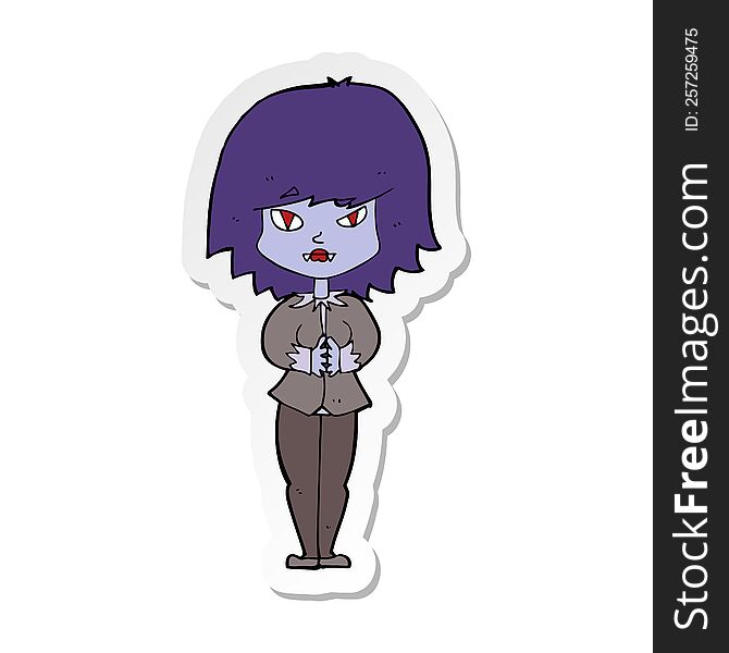 Sticker Of A Cartoon Vampire Woman