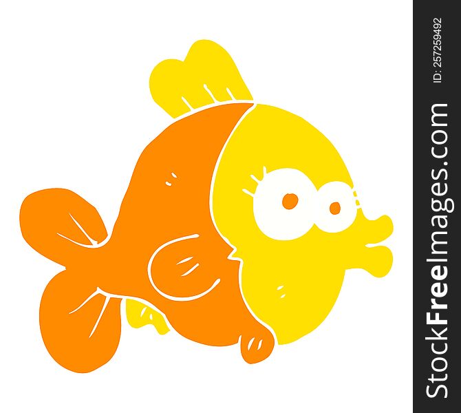 Funny Flat Color Illustration Of A Cartoon Fish