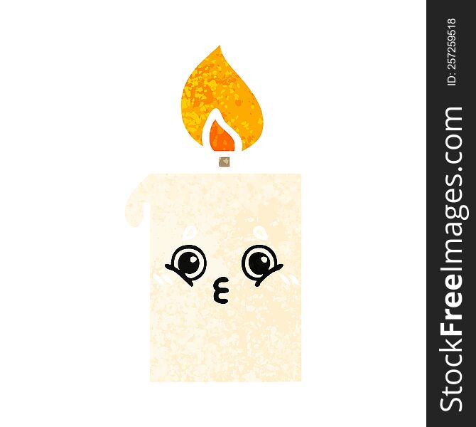 Retro Illustration Style Cartoon Lit Candle