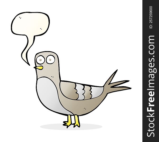 freehand drawn speech bubble cartoon pigeon