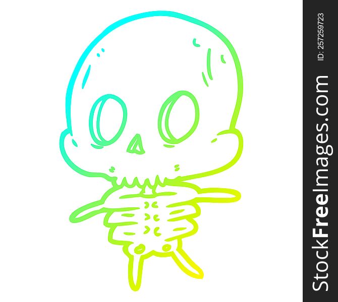 cold gradient line drawing of a cute cartoon skeleton