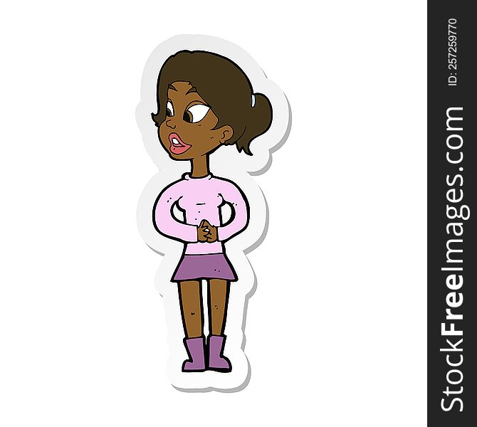 sticker of a cartoon girl talking