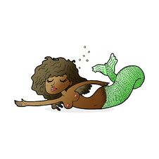 Free Cartoon Topless Mermaid Stock Photography - 257266722