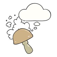 Free Cartoon Mushroom With Spore Cloud And Thought Bubble Stock Photo - 257268070