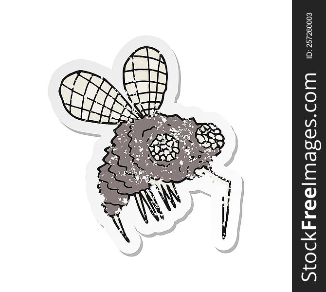 Retro Distressed Sticker Of A Cartoon Fly