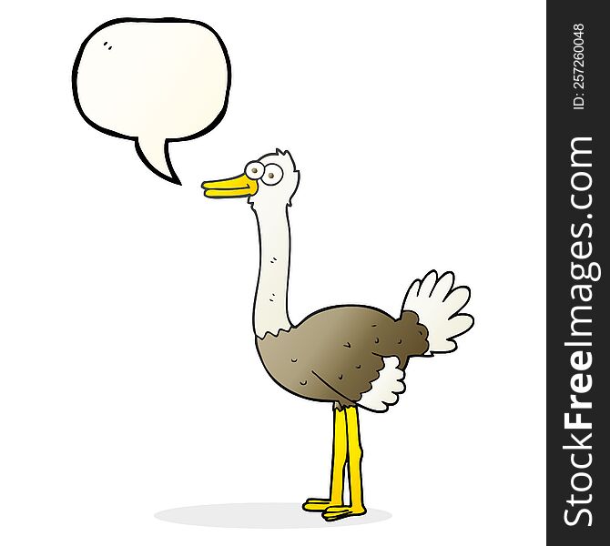 freehand drawn speech bubble cartoon ostrich