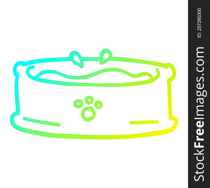 cold gradient line drawing of a cartoon pet bowl