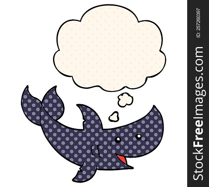 cartoon shark with thought bubble in comic book style