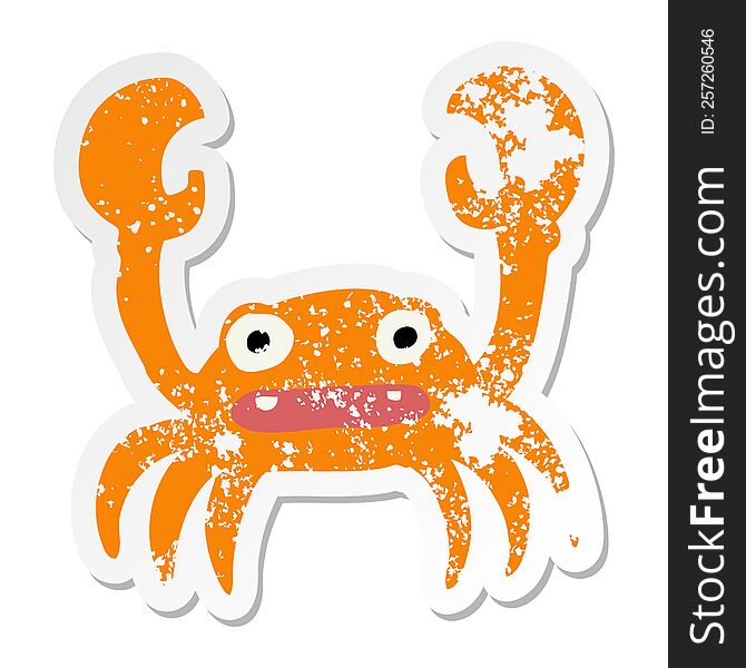 distressed sticker of a cartoon crab