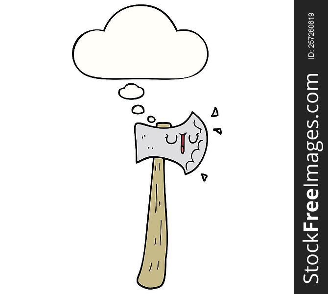 cartoon axe and thought bubble