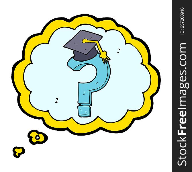 Thought Bubble Cartoon Graduation Cap On Question Mark