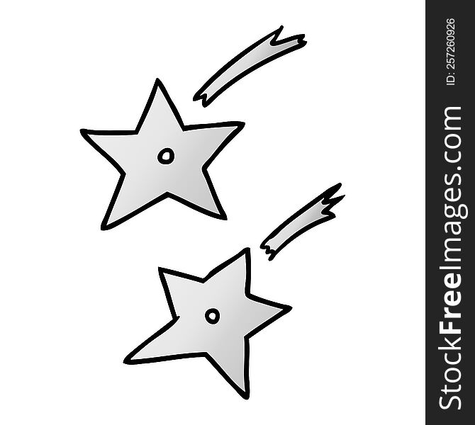 hand drawn gradient cartoon doodle of ninja throwing stars