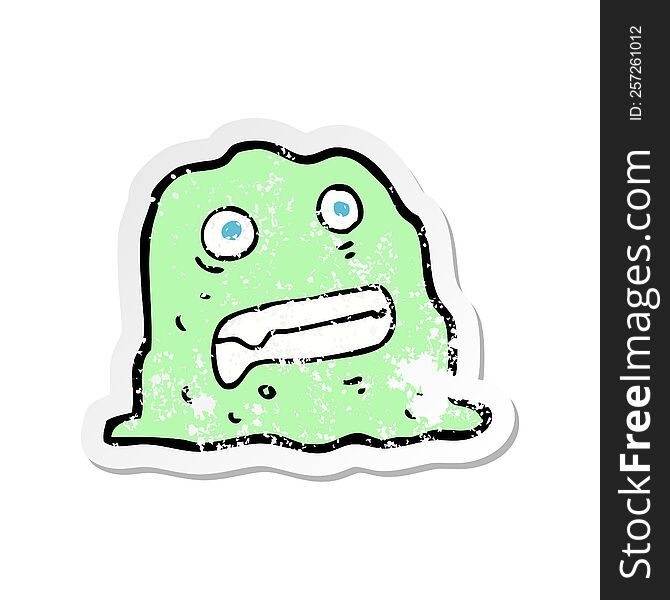 retro distressed sticker of a cartoon slime creature