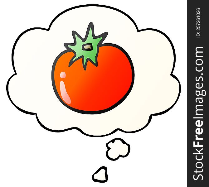 Cartoon Tomato And Thought Bubble In Smooth Gradient Style