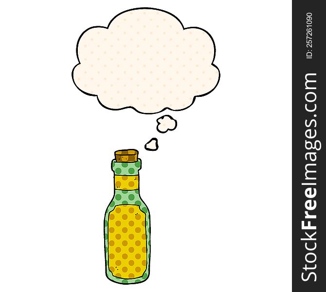 Cartoon Potion Bottle And Thought Bubble In Comic Book Style