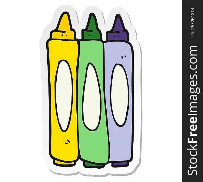 Sticker Of A Cartoon Crayons