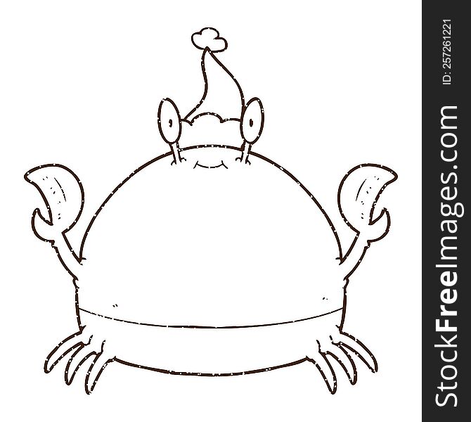 Christmas Crab Charcoal Drawing