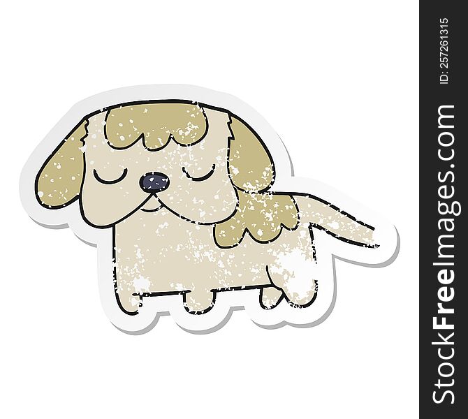 distressed sticker of a cute cartoon puppy