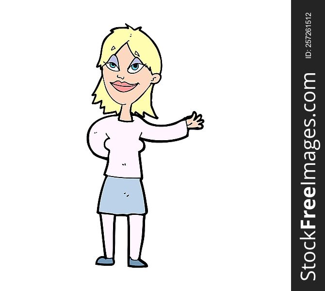 cartoon woman gesturing to show something